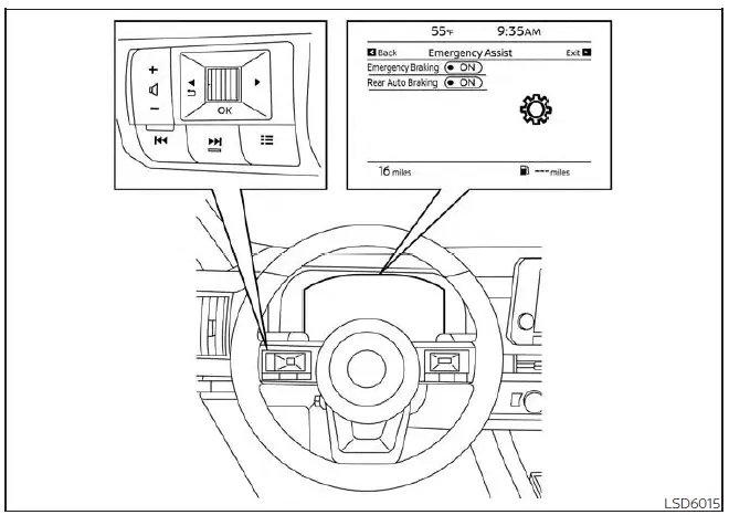 Nissan Pathfinder. Automatic Emergency Braking (AEB) with Pedestrian Detection